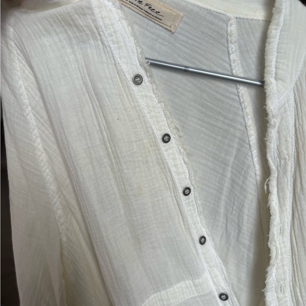 Free People Cream Button Down Shirt - Picture 3 of 3